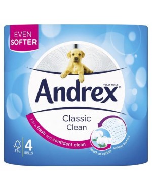 Andrex White Toilet Paper Classic Clean 4 Rolls x 6