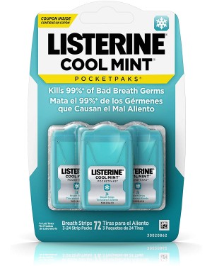 Listerine Cool Mint Pocketpaks Breath Strips 72s x 6