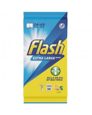 Flash Antibacterial Wipes Lemon 24s x 8