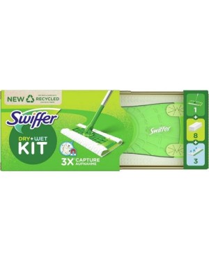 Swiffer Kit 1 Floor Mop + 8 Dry Cloth + 3 Wet Cloth EU x 6