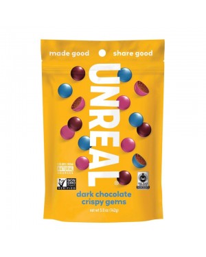 Unreal Candy Dark Chocolate Crispy Gems Bag 5oz (142g) x 6